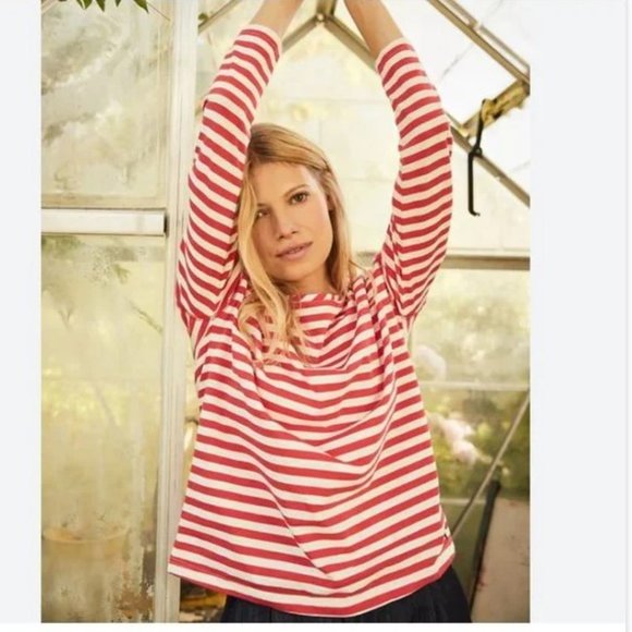 Joules Marina Jersey Top Cream Red Stripe 14 - Picture 3 of 13